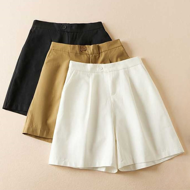 Pantalones cortos informales de verano con diseño de Buddha Stones, de lino y algodón, con cremallera y botones para mujer, con bolsillos - image 20