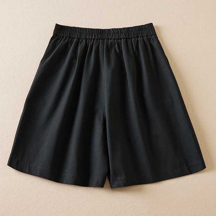 Pantalones cortos informales de verano con diseño de Buddha Stones, de lino y algodón, con cremallera y botones para mujer, con bolsillos - image 8