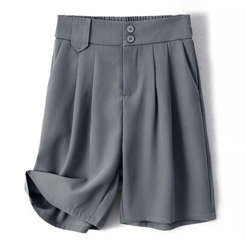 Pantalones cortos de verano informales con cremallera , Buddha Stones, sueltos, de lino y algodón, para mujer, con bolsillos - Gris pizarra claro - US8-10，UK/AU12-14，EU40-42 (2XL) - image 0