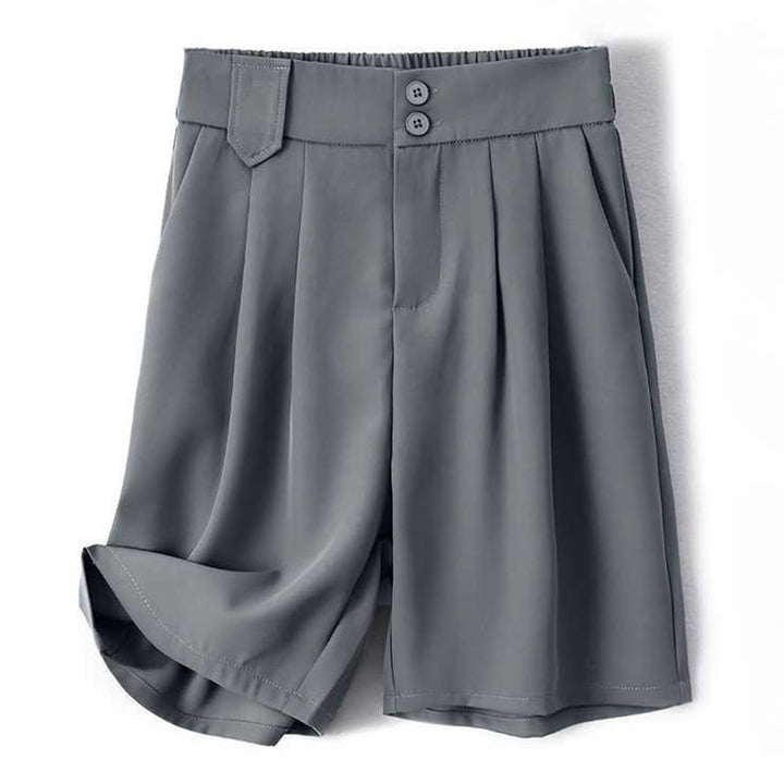 Pantalones cortos de verano informales con cremallera , Buddha Stones, sueltos, de lino y algodón, para mujer, con bolsillos - Gris pizarra claro - US8-10，UK/AU12-14，EU40-42 (2XL) - image 0