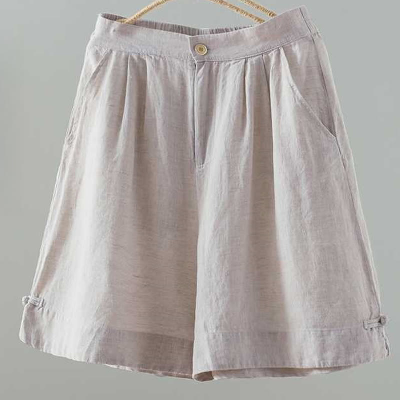 Pantalones cortos de verano informales con diseño de rana, de fibra acrílica, con botones y cremallera, de Buddha Stones, para mujer, con bolsillos - Concha - US12, UK/AU16, EU44 (2XL) - image 6