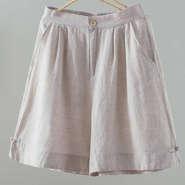 Pantalones cortos de verano informales con diseño de rana, de fibra acrílica, con botones y cremallera, de Buddha Stones, para mujer, con bolsillos - Concha - US12, UK/AU16, EU44 (2XL) - image 6