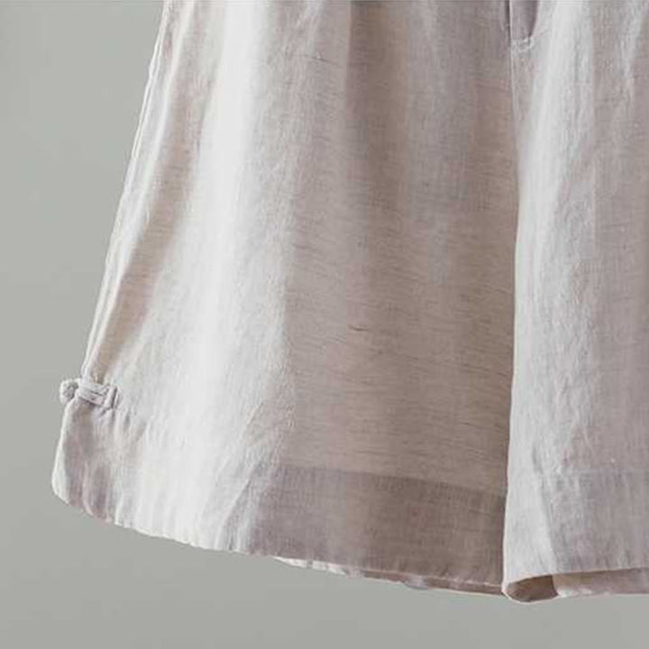 Pantalones cortos de verano informales con diseño de rana, de fibra acrílica, con botones y cremallera, de Buddha Stones, para mujer, con bolsillos