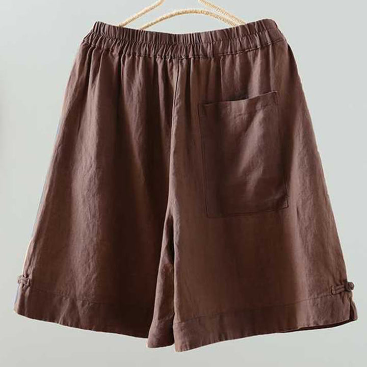 Pantalones cortos de verano informales con diseño de rana, de fibra acrílica, con botones y cremallera, de Buddha Stones, para mujer, con bolsillos