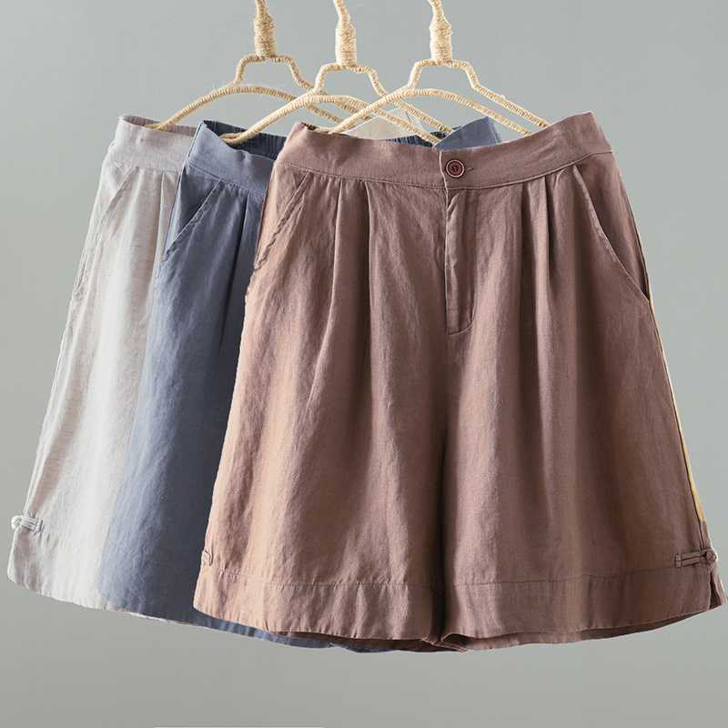 Pantalones cortos de verano informales con diseño de rana, de fibra acrílica, con botones y cremallera, de Buddha Stones, para mujer, con bolsillos - image 21