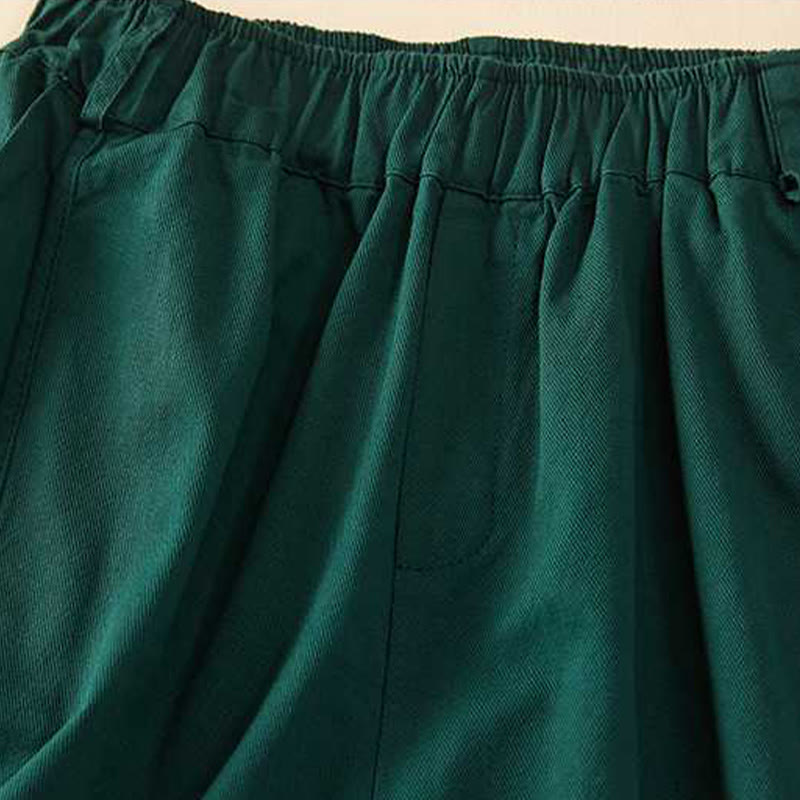 Pantalones cortos casuales sueltos de algodón liso de verano para mujer con bolsillos de Buddha Stones - image 9