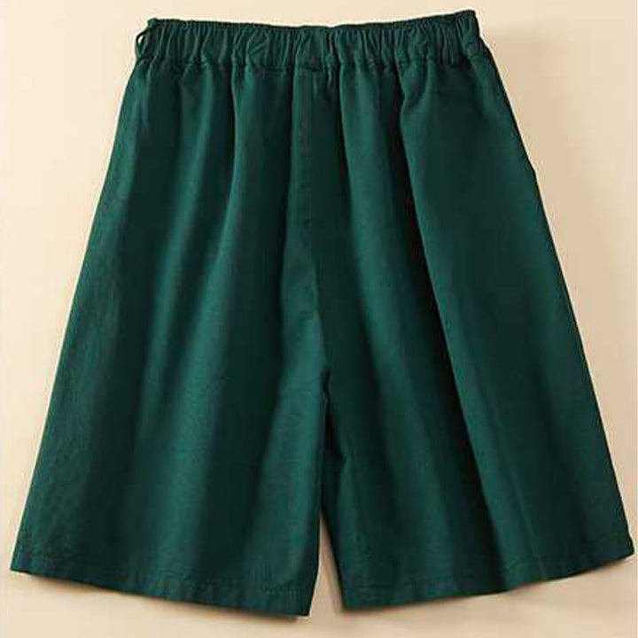 Pantalones cortos casuales sueltos de algodón liso de verano para mujer con bolsillos de Buddha Stones - image 8
