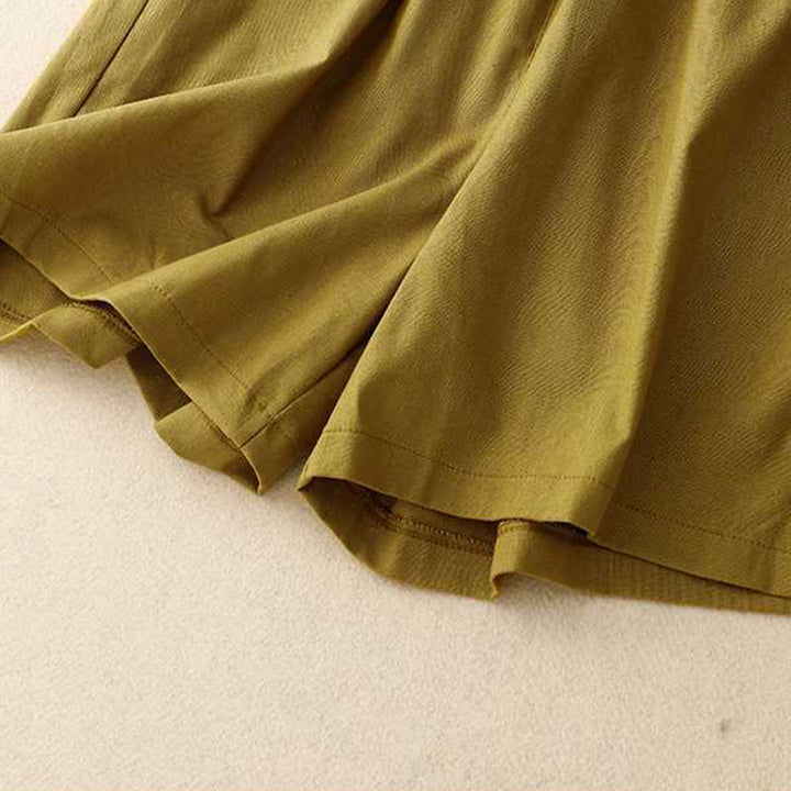 Pantalones cortos de verano informales, holgados, lisos, con botones de rana, de algodón y lino para mujer, con bolsillos, de Buddha Stones