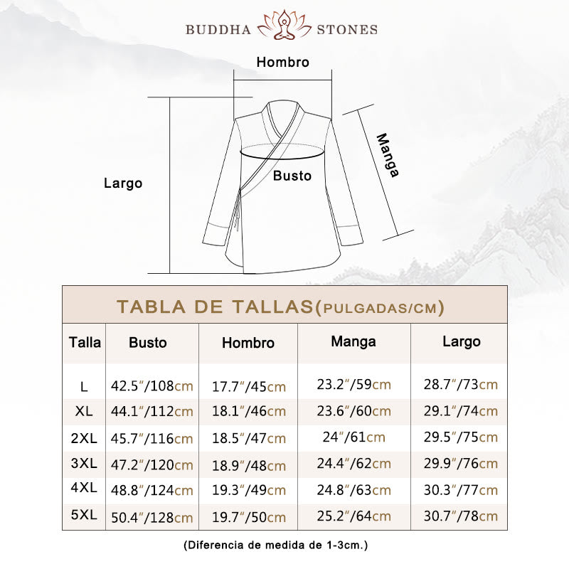 Traje de espiga de algodón y lino con botones de rana y color liso con Buddha Stones para hombre