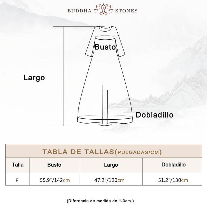 Vestido midi con estampado colorido de Buddha Stones Vestido estilo túnica de media manga de algodón con bolsillos - image 3