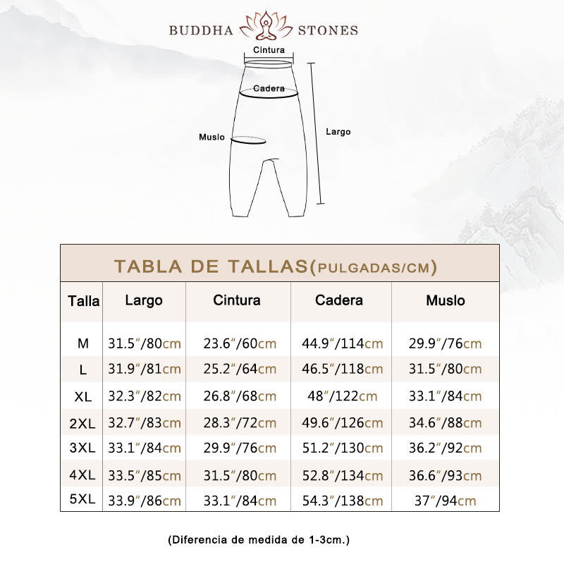 Pantalones harén largos de algodón con estampado de hojas, vides y Buddha Stones para hombre con bolsillos - image 12