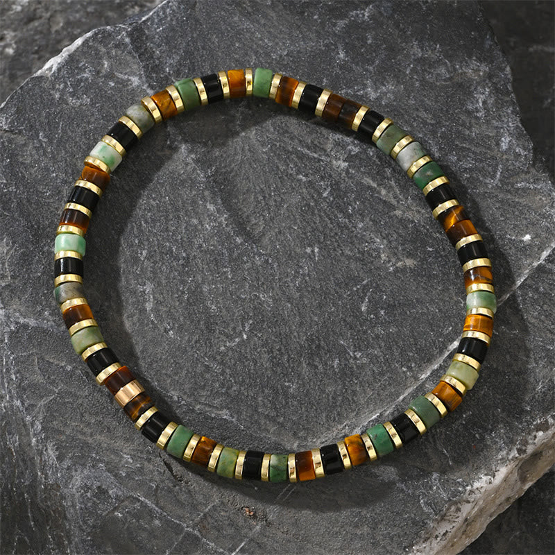 Pulsera de soporte con piedras de ojo de tigre y hematita natural de Buddha Stones