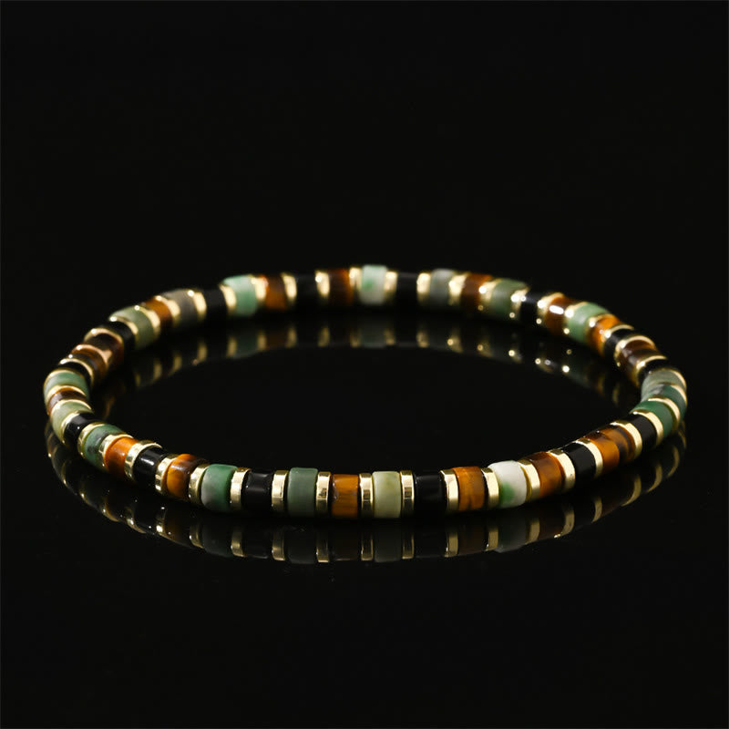 Pulsera de soporte con piedras de ojo de tigre y hematita natural de Buddha Stones