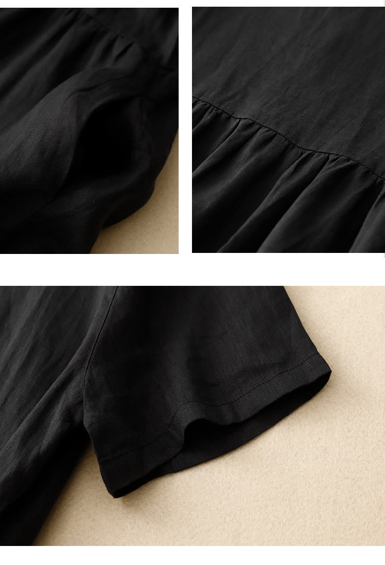 Vestido midi informal de manga corta con lazo y tirantes para mujer con bolsillos y estampado de Buddha Stones - image 13