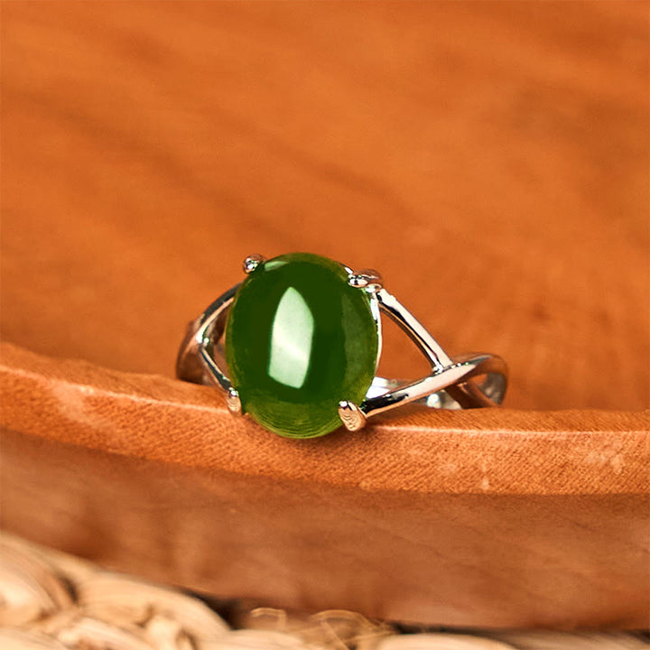 Anillo de abundancia con hebilla ajustable de aleación de jade natural y Buddha Stones