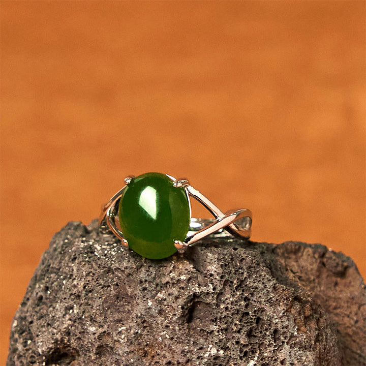 Anillo de abundancia con hebilla ajustable de aleación de jade natural y Buddha Stones