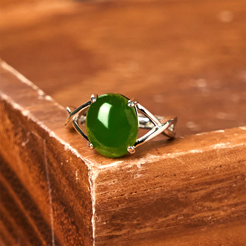 Anillo de abundancia con hebilla ajustable de aleación de jade natural y Buddha Stones
