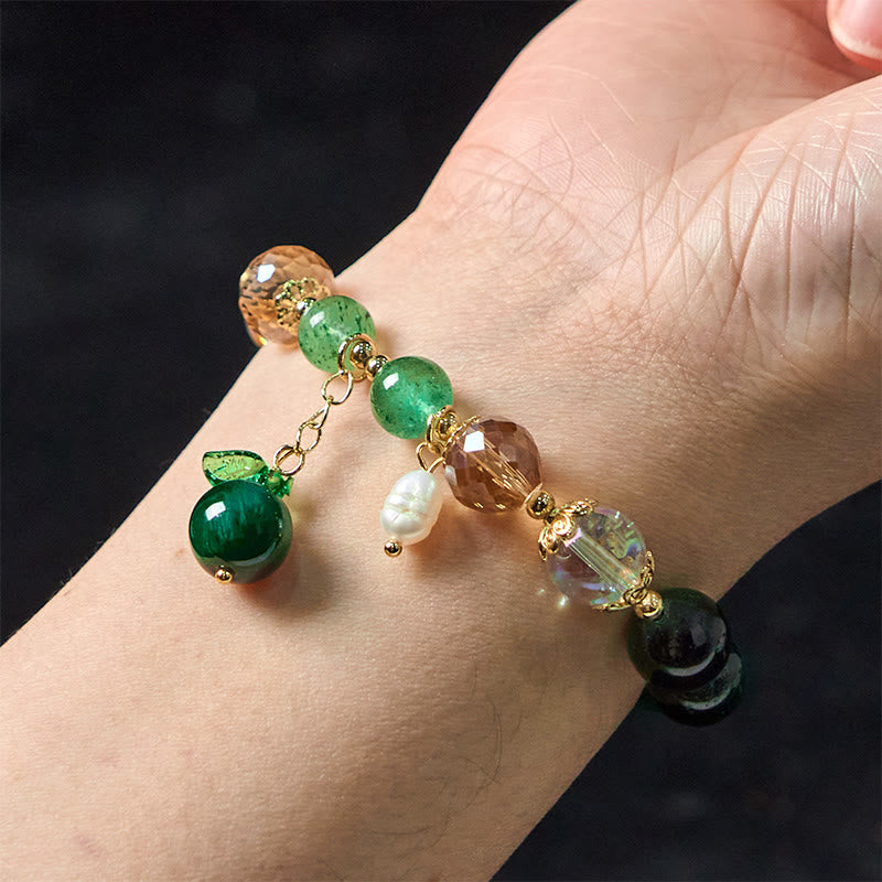 Pulsera positiva con cuentas de ojo de tigre verde natural de Buddha Stones y hoja verde