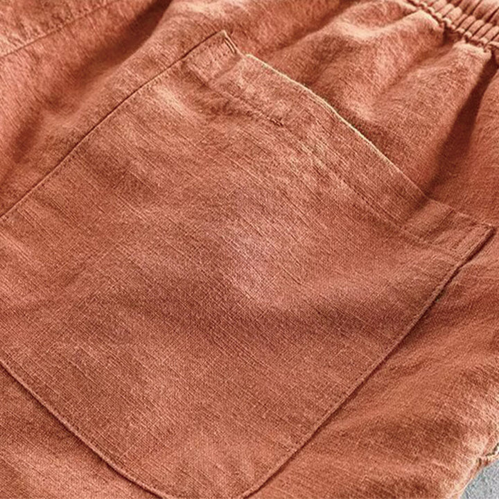Pantalones cortos de algodón con cintura elástica y bolsillos para hombre con diseño de Buddha Stones - image 12