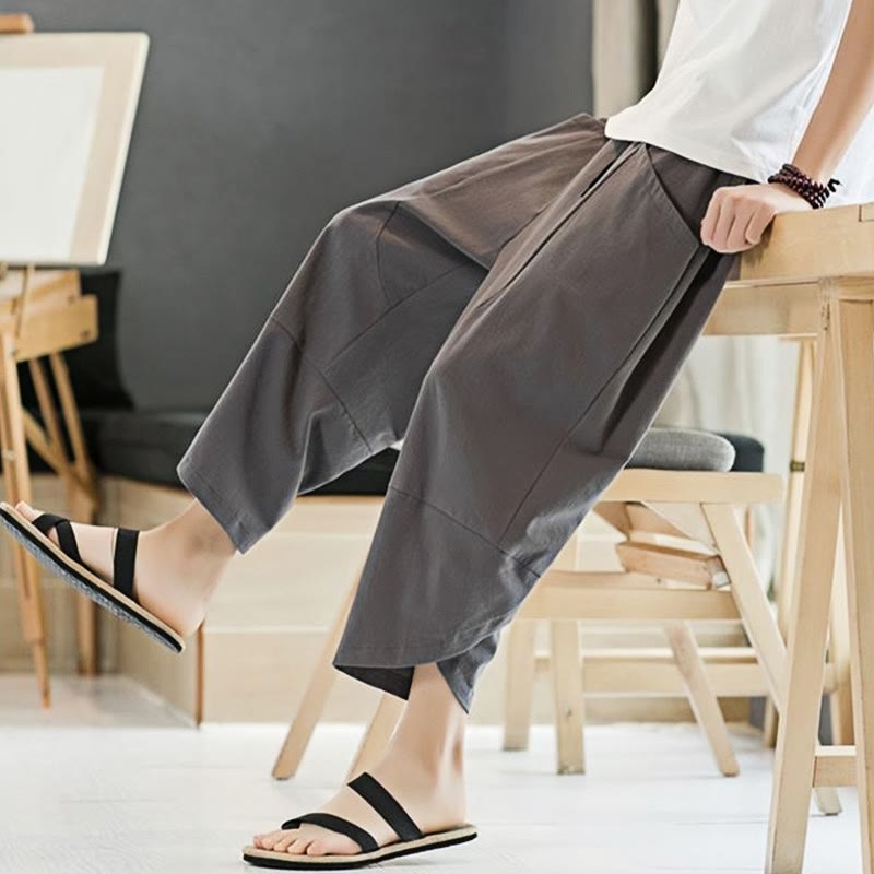 Pantalones de verano para hombre Buddha Stones, color liso, largo 7-8, con cordón ajustable y bolsillos. - image 19