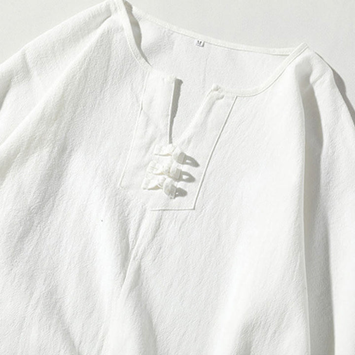 Conjunto de ropa de meditación para hombre Buddha Stones de 2 piezas: camiseta lisa con cuello con muescas y pantalones cortos de pierna ancha con bolsillos. - image 16
