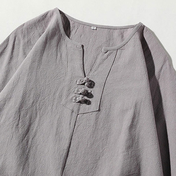 Conjunto de ropa de meditación para hombre Buddha Stones de 2 piezas: camiseta lisa con cuello con muescas y pantalones cortos de pierna ancha con bolsillos. - image 20