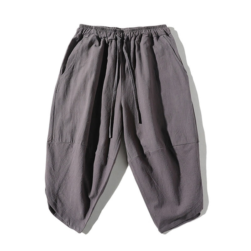 Conjunto de ropa de meditación para hombre Buddha Stones de 2 piezas: camiseta lisa con cuello con muescas y pantalones cortos de pierna ancha con bolsillos. - image 3