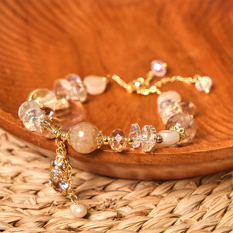 Pulsera de la prosperidad PiXiu con cuarzo fresa verde citrino natural de Buddha Stones