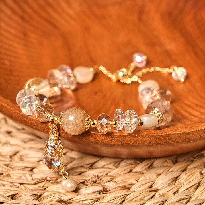 Pulsera de la prosperidad PiXiu con cuarzo fresa verde citrino natural de Buddha Stones