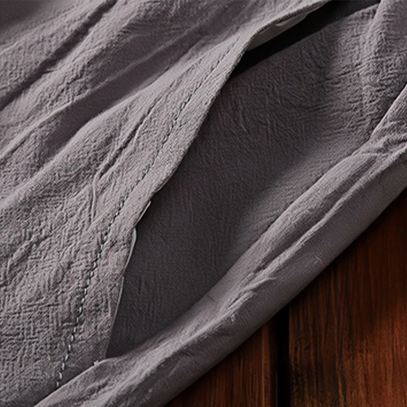 Conjunto de 2 camisetas de manga corta con cuello entallado y bolsillos de algodón y lino para meditación de Buddha Stones para hombre. - image 16