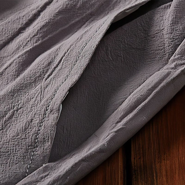 Conjunto de 2 camisetas de manga corta con cuello entallado y bolsillos de algodón y lino para meditación de Buddha Stones para hombre. - image 16