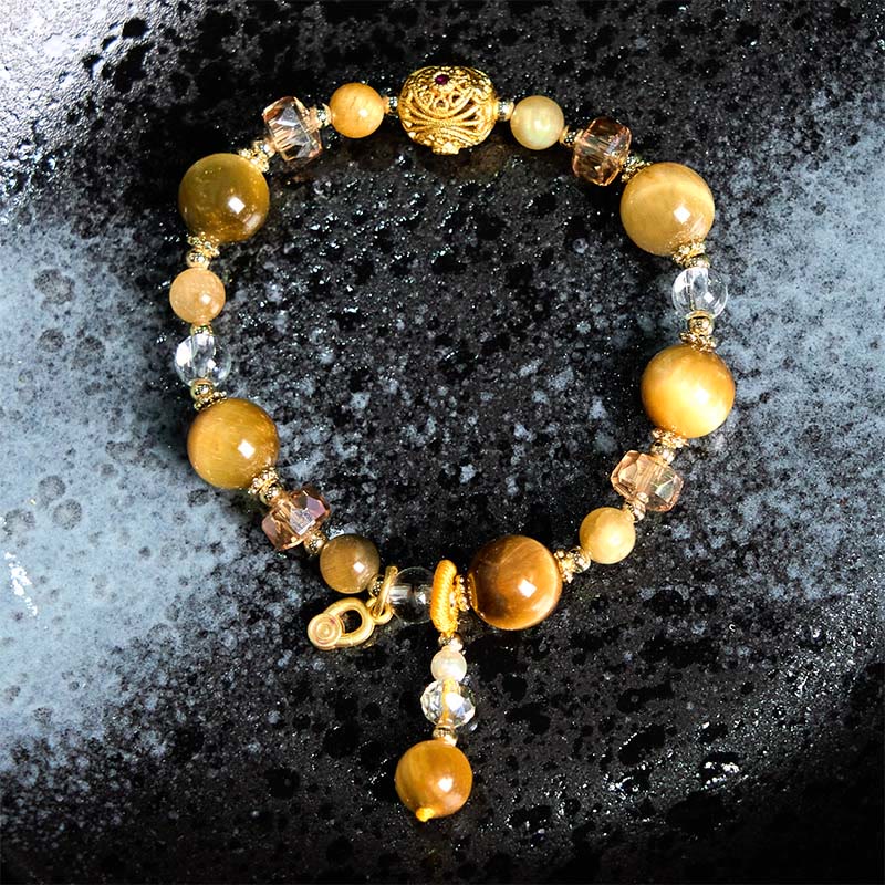 Pulsera de Buddha Stones con cuentas de ojo de tigre natural y peso resistente