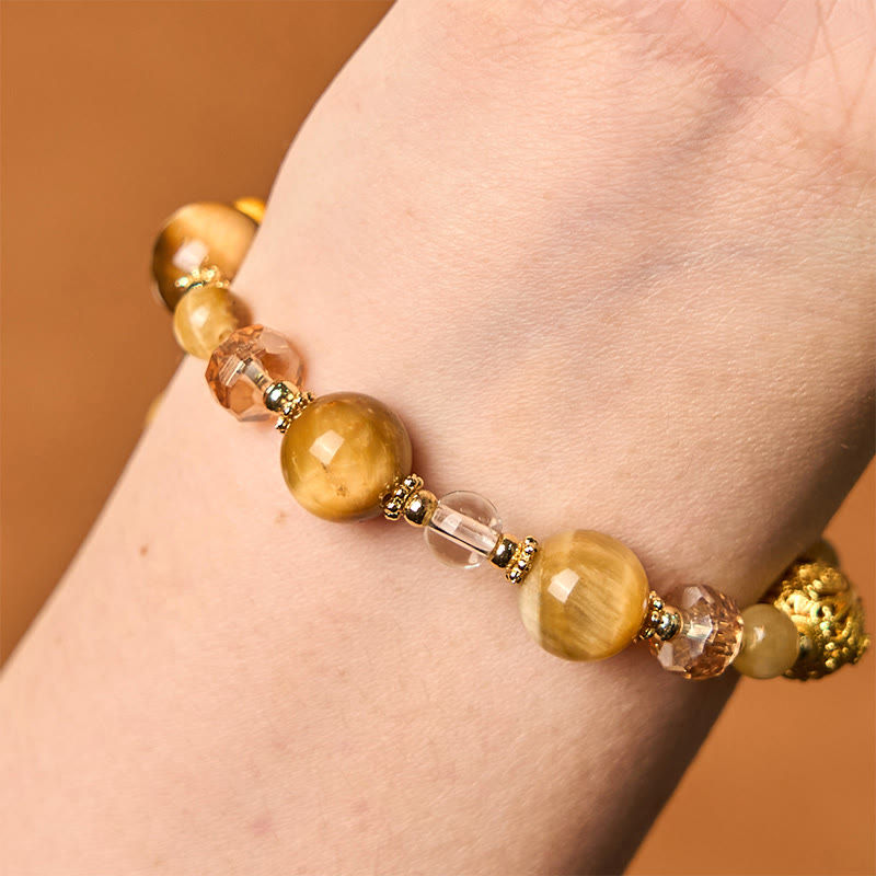 Pulsera de Buddha Stones con cuentas de ojo de tigre natural y peso resistente
