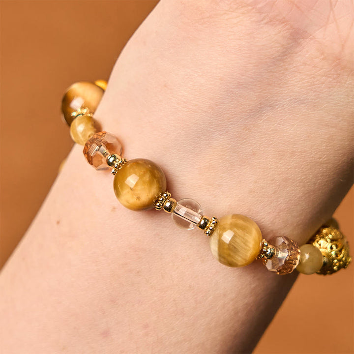 Pulsera de Buddha Stones con cuentas de ojo de tigre natural y peso resistente
