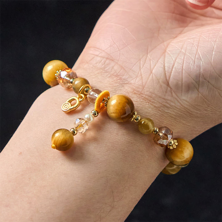 Pulsera de Buddha Stones con cuentas de ojo de tigre natural y peso resistente