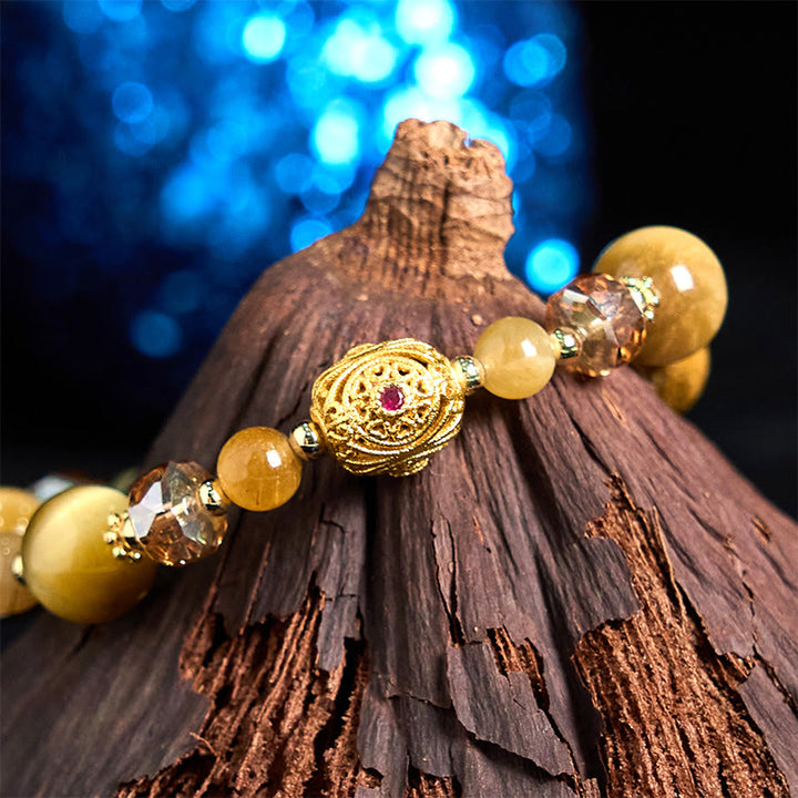 Pulsera de Buddha Stones con cuentas de ojo de tigre natural y peso resistente