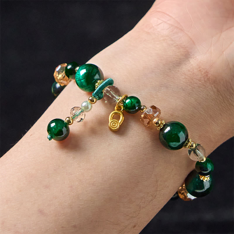 Pulsera de equilibrio de peso con cuentas de ojo de tigre rojo natural y ojo de tigre verde de Buddha Stones