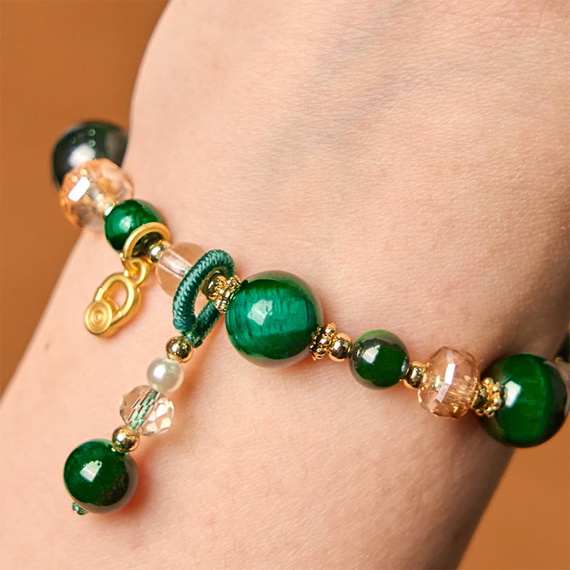 Pulsera de equilibrio de peso con cuentas de ojo de tigre rojo natural y ojo de tigre verde de Buddha Stones