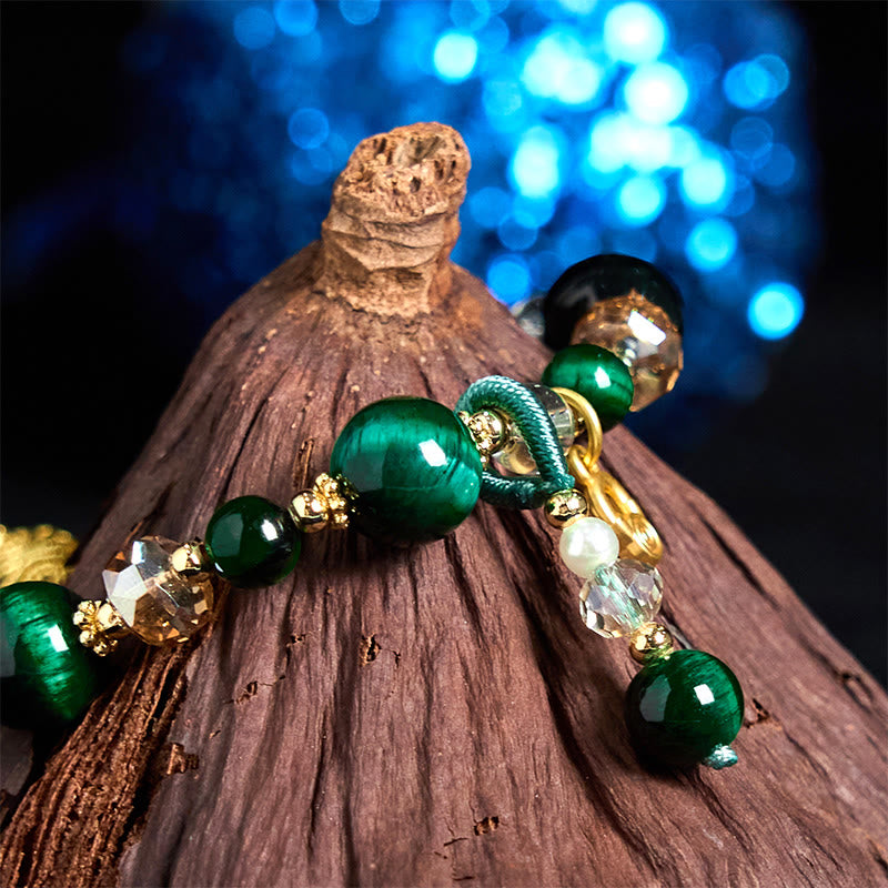 Pulsera de equilibrio de peso con cuentas de ojo de tigre rojo natural y ojo de tigre verde de Buddha Stones