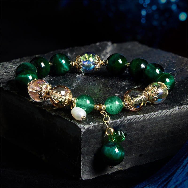 Pulsera de equilibrio de peso con cuentas de ojo de tigre rojo natural y ojo de tigre verde de Buddha Stones