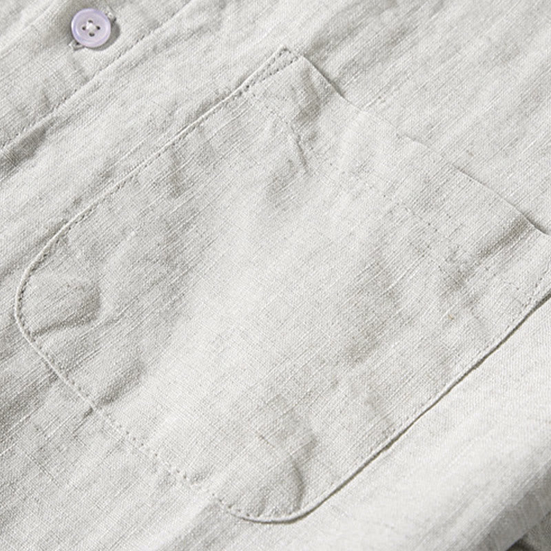 Camisa de manga corta de algodón con botones de color puro para hombre, informal, de verano, con estampado de Buddha Stones y bolsillo - image 3