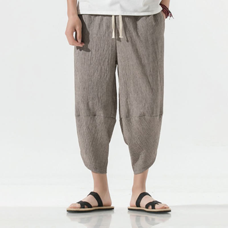 Pantalones Buddha Stones para hombre, con diseño sencillo y liso, con cordón ajustable, de 7 a 8 pulgadas de largo y bolsillos.