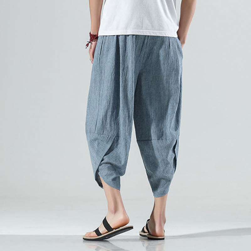 Pantalones Buddha Stones para hombre, con diseño sencillo y liso, con cordón ajustable, de 7 a 8 pulgadas de largo y bolsillos.