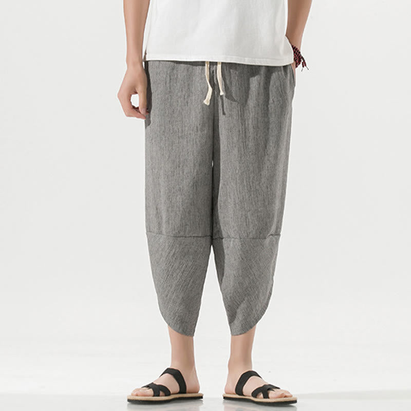 Pantalones Buddha Stones para hombre, con diseño sencillo y liso, con cordón ajustable, de 7 a 8 pulgadas de largo y bolsillos.