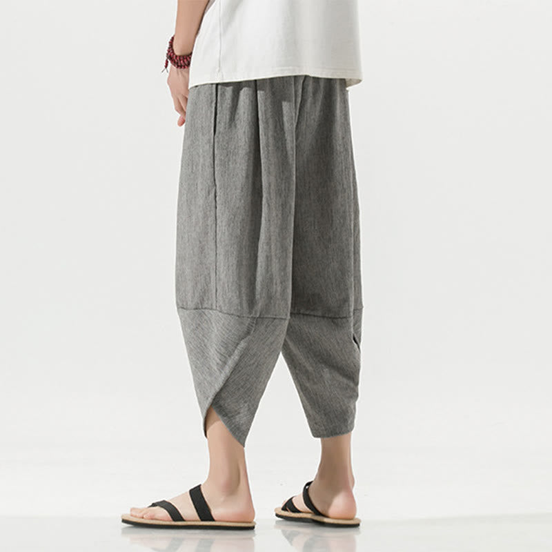 Pantalones Buddha Stones para hombre, con diseño sencillo y liso, con cordón ajustable, de 7 a 8 pulgadas de largo y bolsillos.