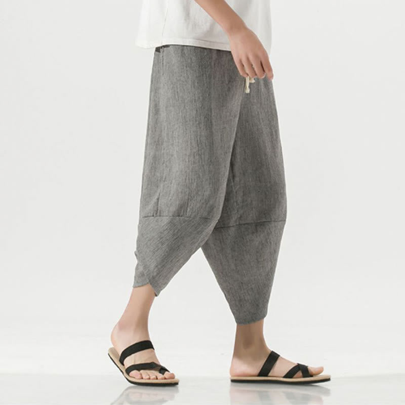 Pantalones Buddha Stones para hombre, con diseño sencillo y liso, con cordón ajustable, de 7 a 8 pulgadas de largo y bolsillos.