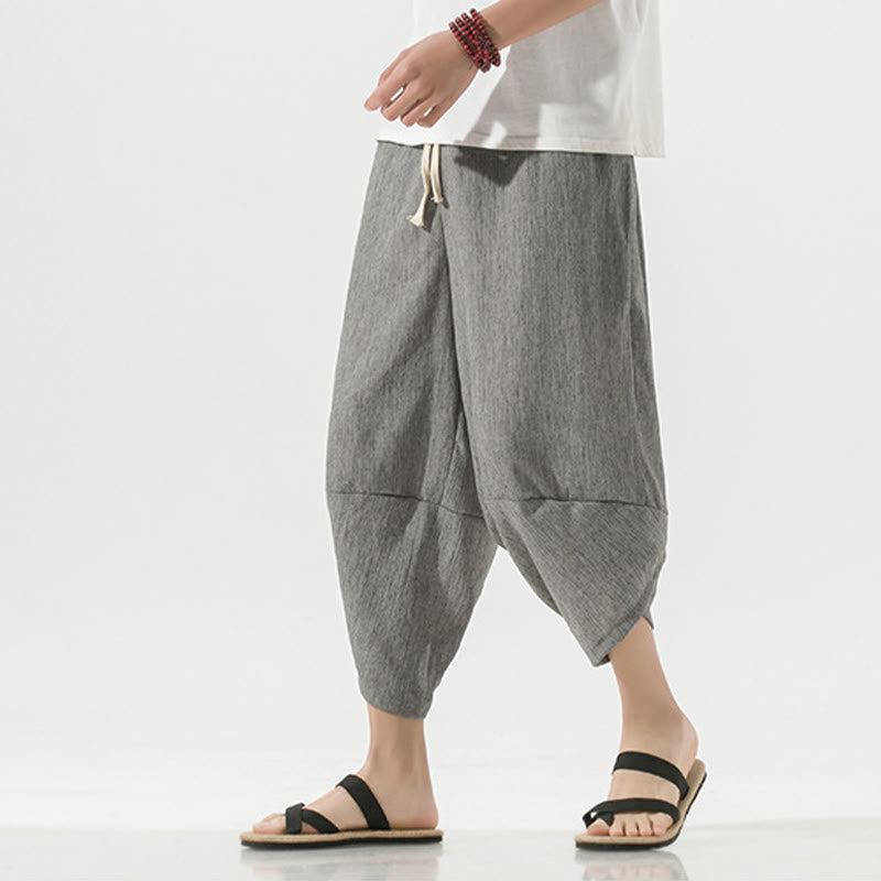 Pantalones Buddha Stones para hombre, con diseño sencillo y liso, con cordón ajustable, de 7 a 8 pulgadas de largo y bolsillos.