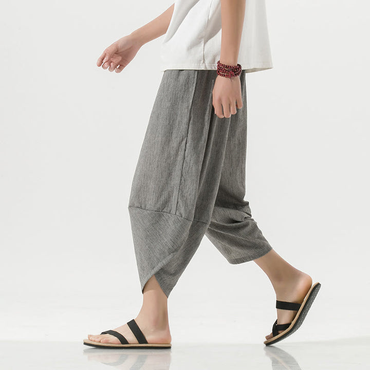Pantalones Buddha Stones para hombre, con diseño sencillo y liso, con cordón ajustable, de 7 a 8 pulgadas de largo y bolsillos.