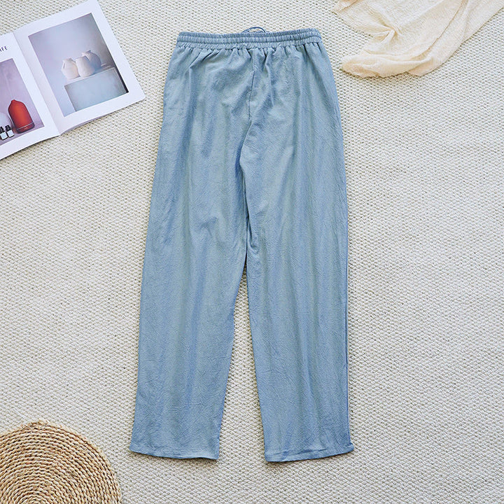 Pantalones de lino y algodón con cordón ajustable para mujer, con diseño de patchwork liso de verano y bolsillos, con Buddha Stones - image 19