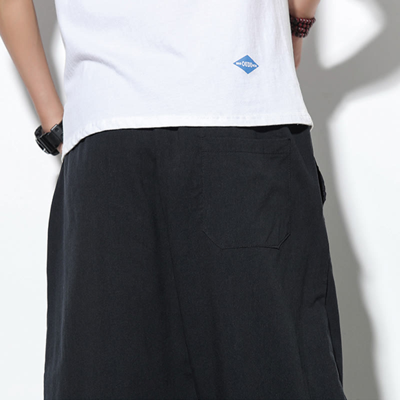 Pantalones harén de lino para hombre, informales, de verano, con cordón ajustable, de longitud 7-8 y bolsillos, de Buddha Stones